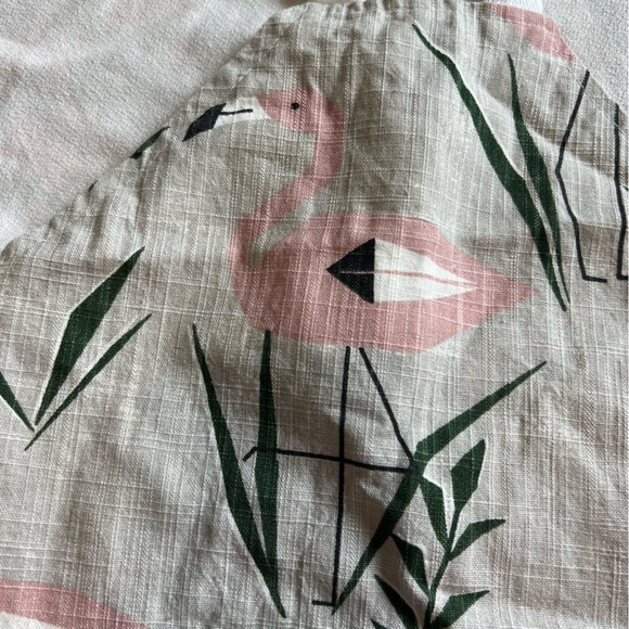 Flamingo gray and pink reversible girls pocketed apron. - Picture 3 of 12